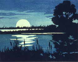 moonlight woodcut