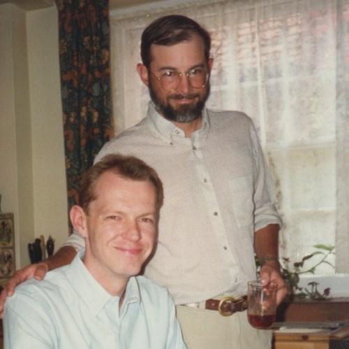 Here he is (on the right obviously) in 1989 with his bro-in-law.
