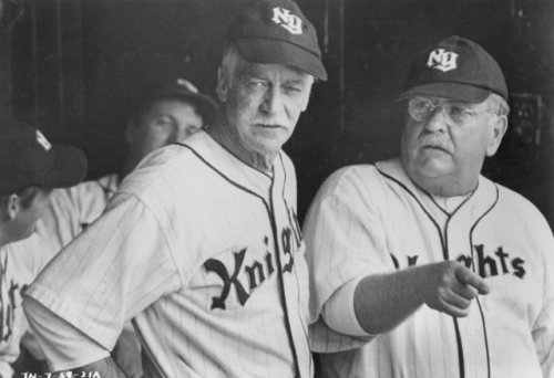 Farnsworth on the left with Wilford Brimley in the dugout.