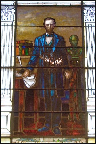 Abraham Lincoln stained glass window by Frederick Stymetz Lamb