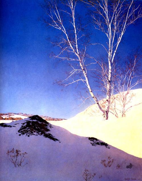 Maxfield Parrish, "White Birches in the Snow"