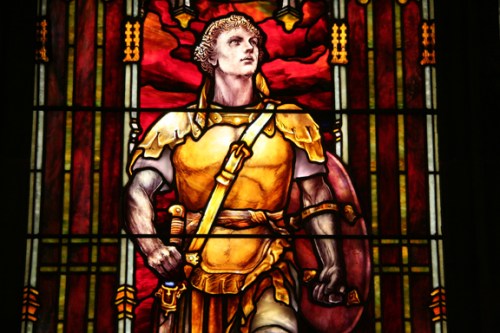 St. George window in the Princeton United Methodist Church by Tiffany Studio of New York City
