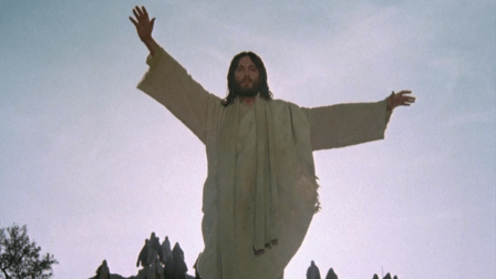 Robert Powell as Jesus calls Lazarus forth