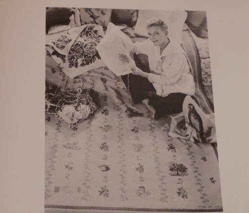 Mary posing on "the rug" with other projects