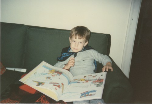 The boy reading about Busytown
