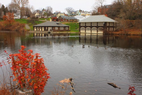 The boathouse on Paradise Pond at Smith College