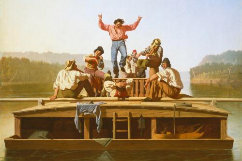 George Caleb Bingham, American, 1811–1879 The Jolly Flatboatmen (1), 1846 oil on canvas Manoogian Collection, on loan to National Gallery of Art