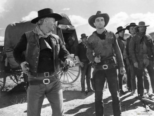 John Wayne and Montgomery Clift in "Red River"