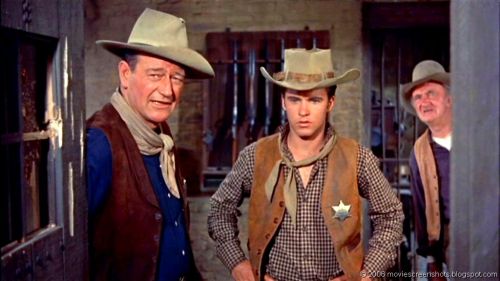 John Wayne, Ricky Nelson and Walter Brennan in "Rio Bravo"