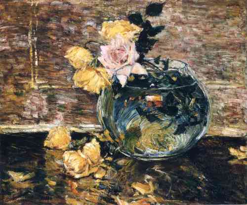 Roses in a Vase by Childe Hassam