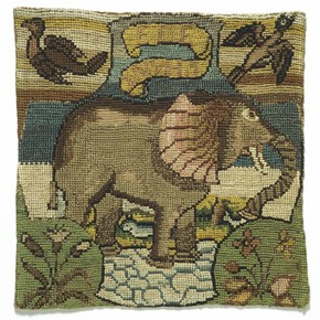 Linen canvas embroidered with gold, silver & silk, one of the 'Oxburgh Hangings', made by Mary Queen of Scots, Elizabeth, Countess of Shrewsbury & members of her household, probably at Sheffield Manor Lodge, Yorkshire, England, UK, 1570-85.