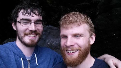 james and chris selfies in a cornish cave