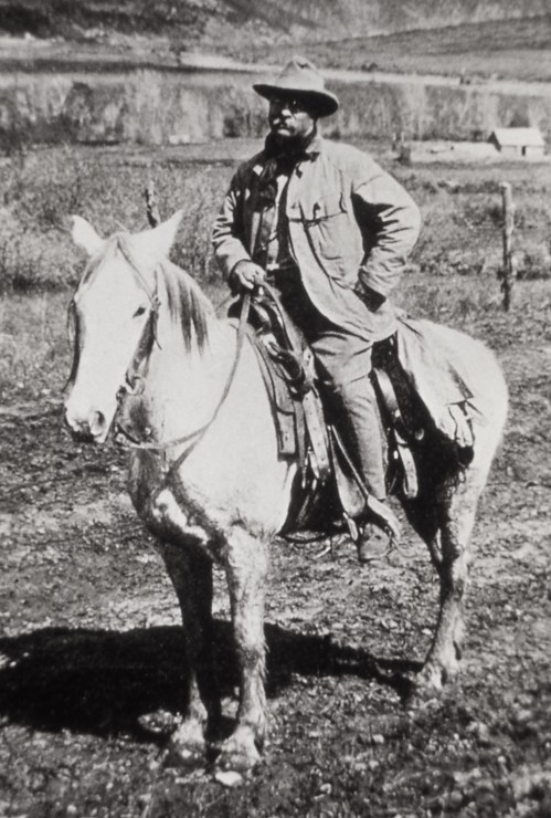 President Theodore Roosevelt on a horse in Colorado; Photographer unknown; Around 1905