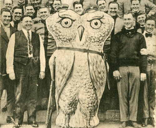 Rice Owl mascot captured by Texas A&M students in 1917