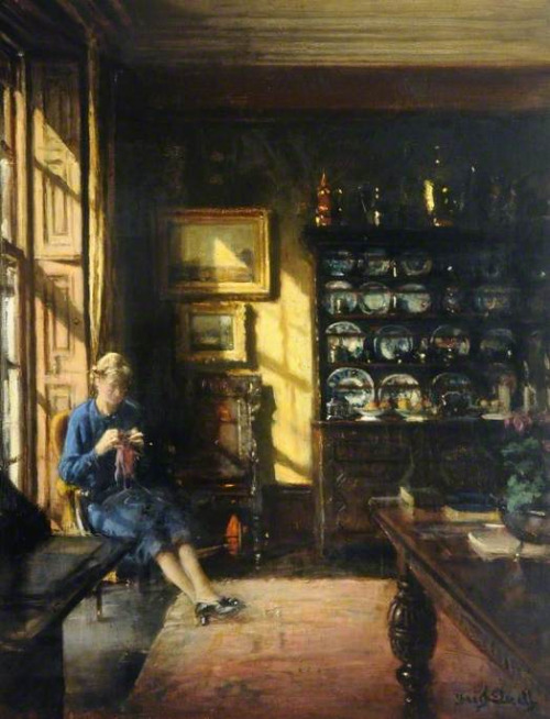 ‘Winter Sunshine’ (1930s or 1940s) by English artist Frederick William Elwell (1870-1958).