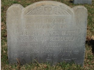 Deliverance's tombstone in the Dorchester (Boston) North Burying Ground