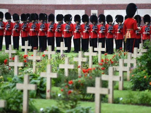 British horse guards commemorating the Somme at Thiepval cemetary